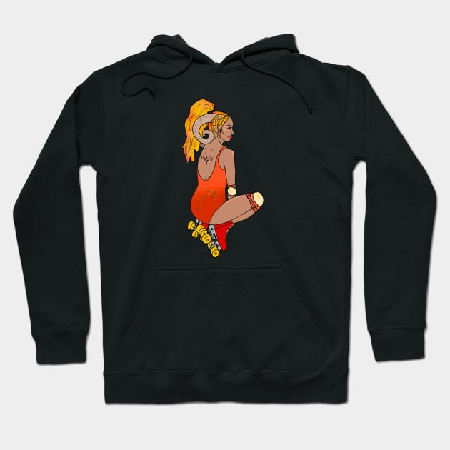 Aries Pinup Rollergirl Hoodie by Hotanist